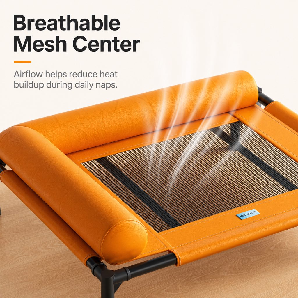 Breathable Mesh & Wipe-Clean Elevated Dog Cot – view 11