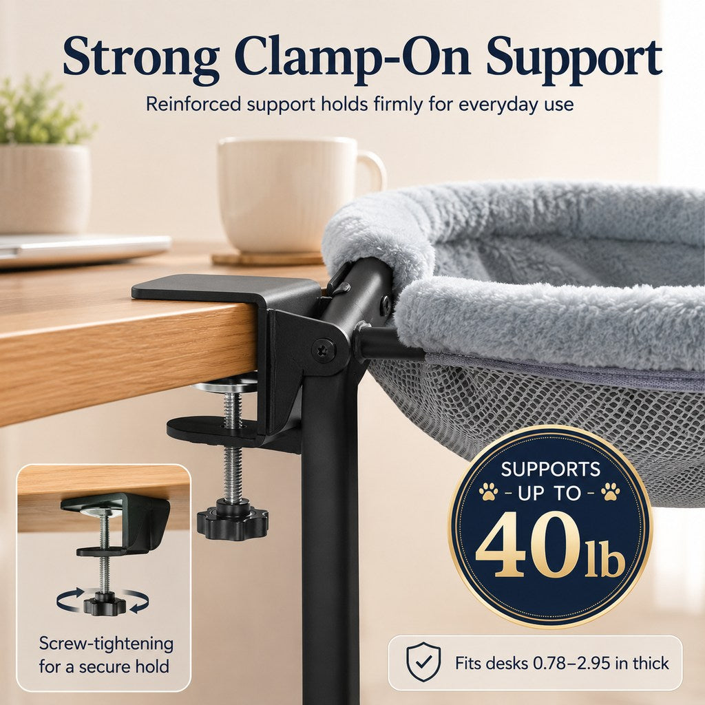 Clamp-On Desk-Mounted Cat Bed – view 7