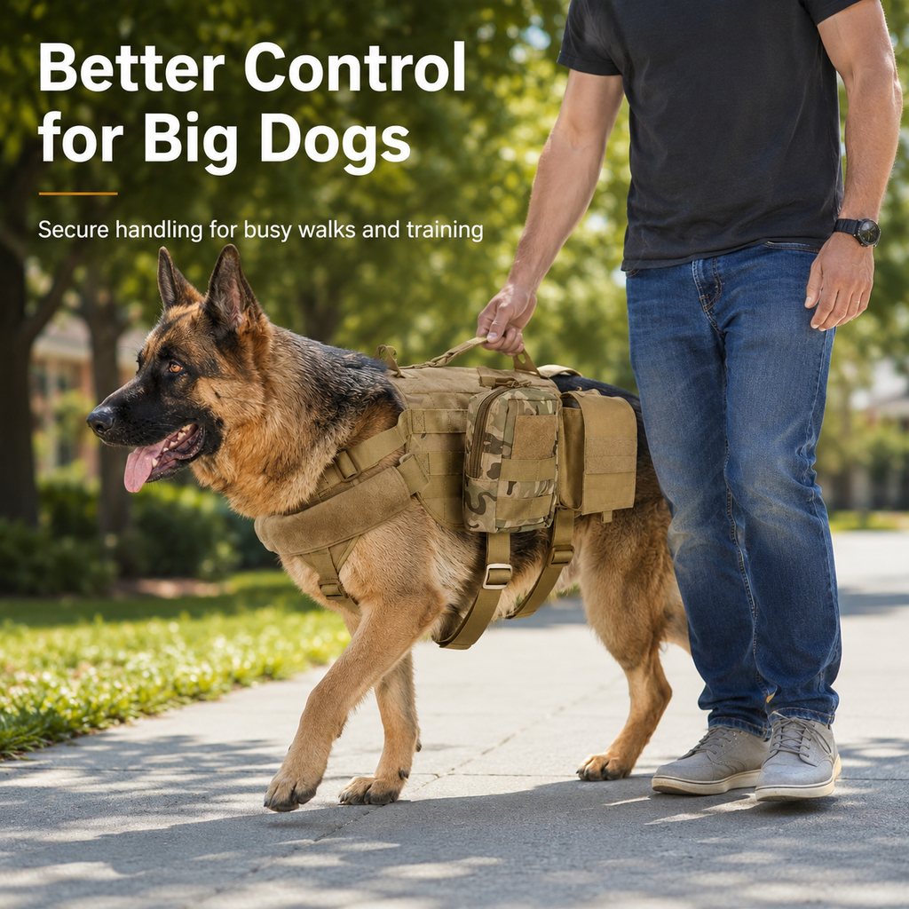 Detachable MOLLE Pouches & Breathable Mesh Dog Backpack Harness – view 9