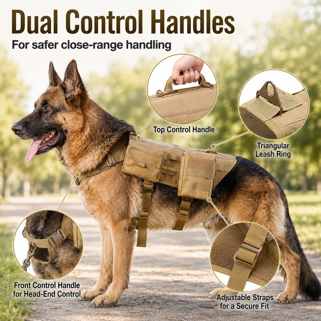 Detachable MOLLE Pouches & Breathable Mesh Dog Backpack Harness – view 12