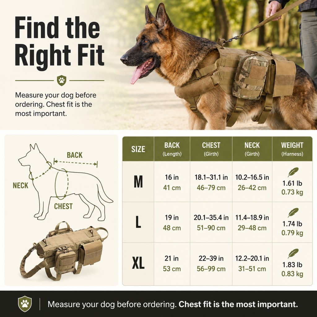 Detachable MOLLE Pouches & Breathable Mesh Dog Backpack Harness – view 15