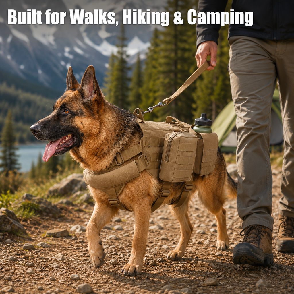 Detachable MOLLE Pouches & Breathable Mesh Dog Backpack Harness – view 16