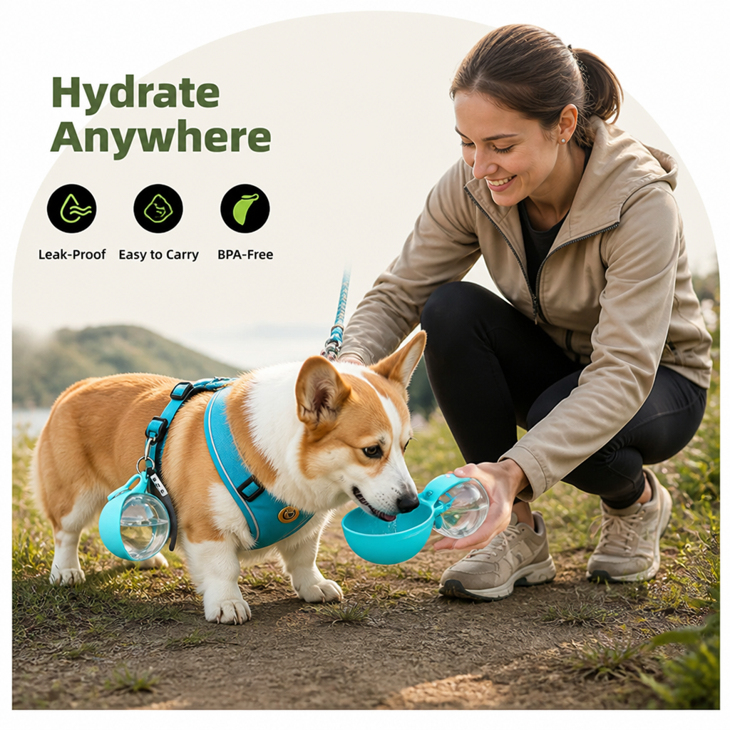 Petmarlow 2-in-1 Leak-Proof Dog Water Bottle (Foldable Silicone Bowl) – view 7