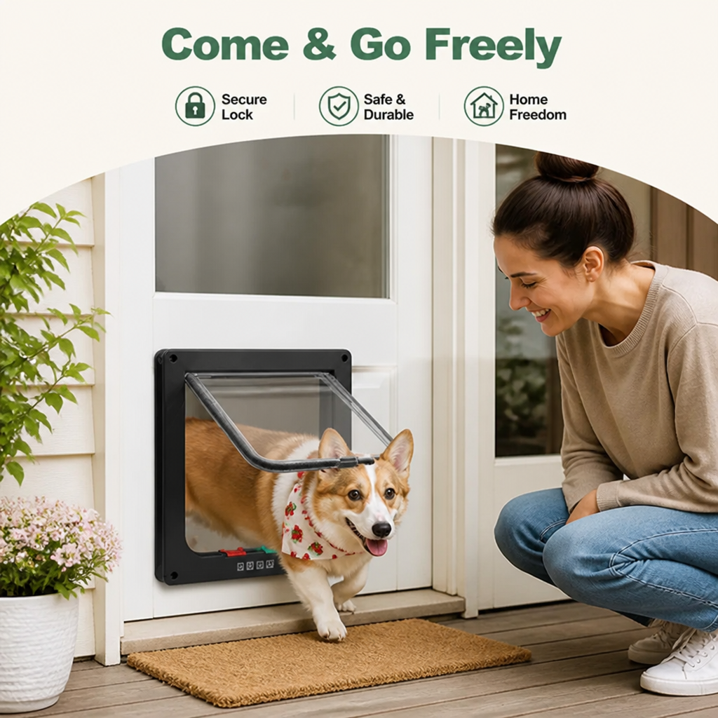 Petmarlow 4-Way Security Lock & Transparent Swing Pet Door (Multiple Sizes) – view 8