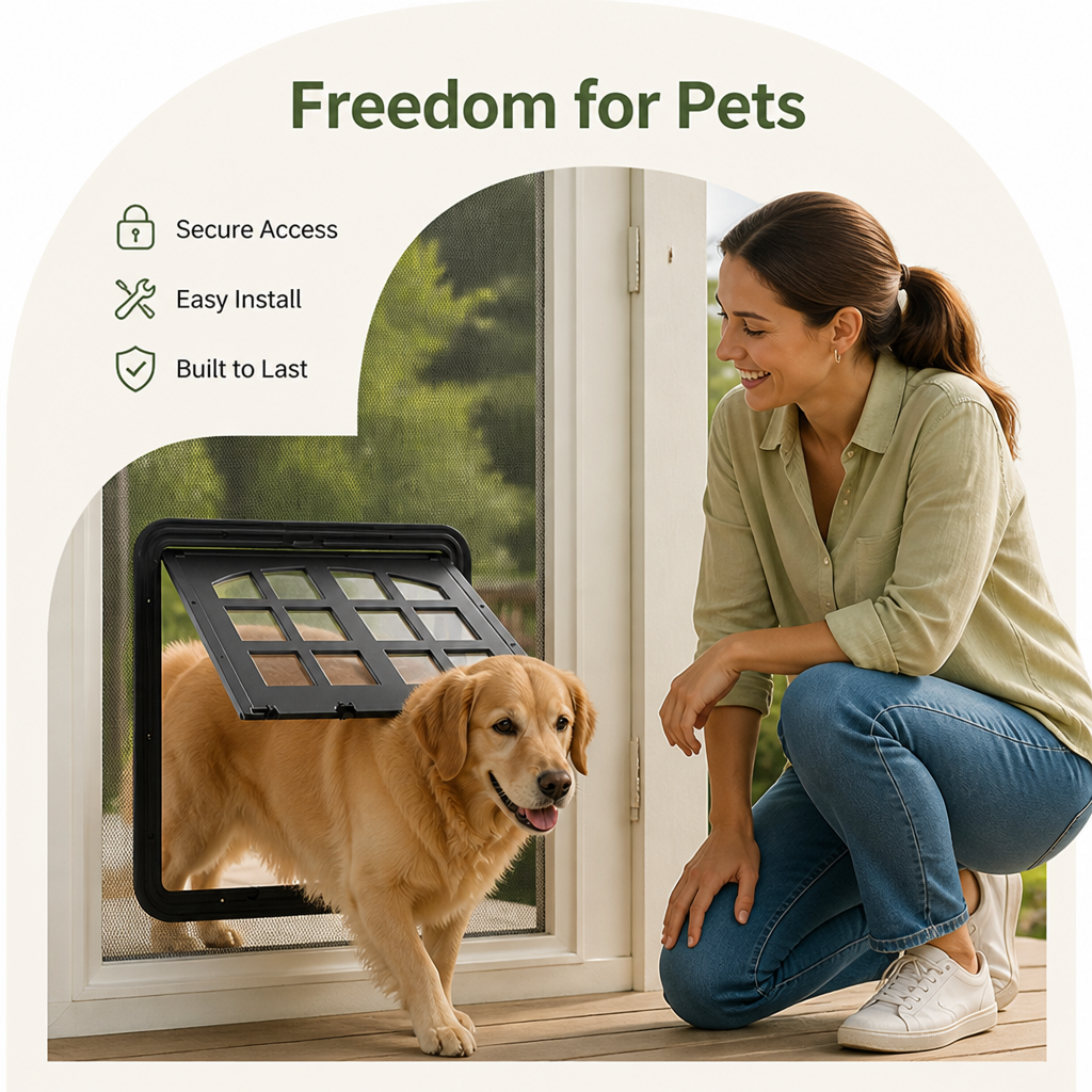 Petmarlow 4-Way Self-Closing Dog Screen Door (Fits Screen Doors & Windows) – view 7