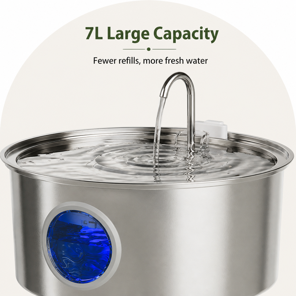 Petmarlow 7L Stainless Steel & Filtered Pet Water Fountain – view 11