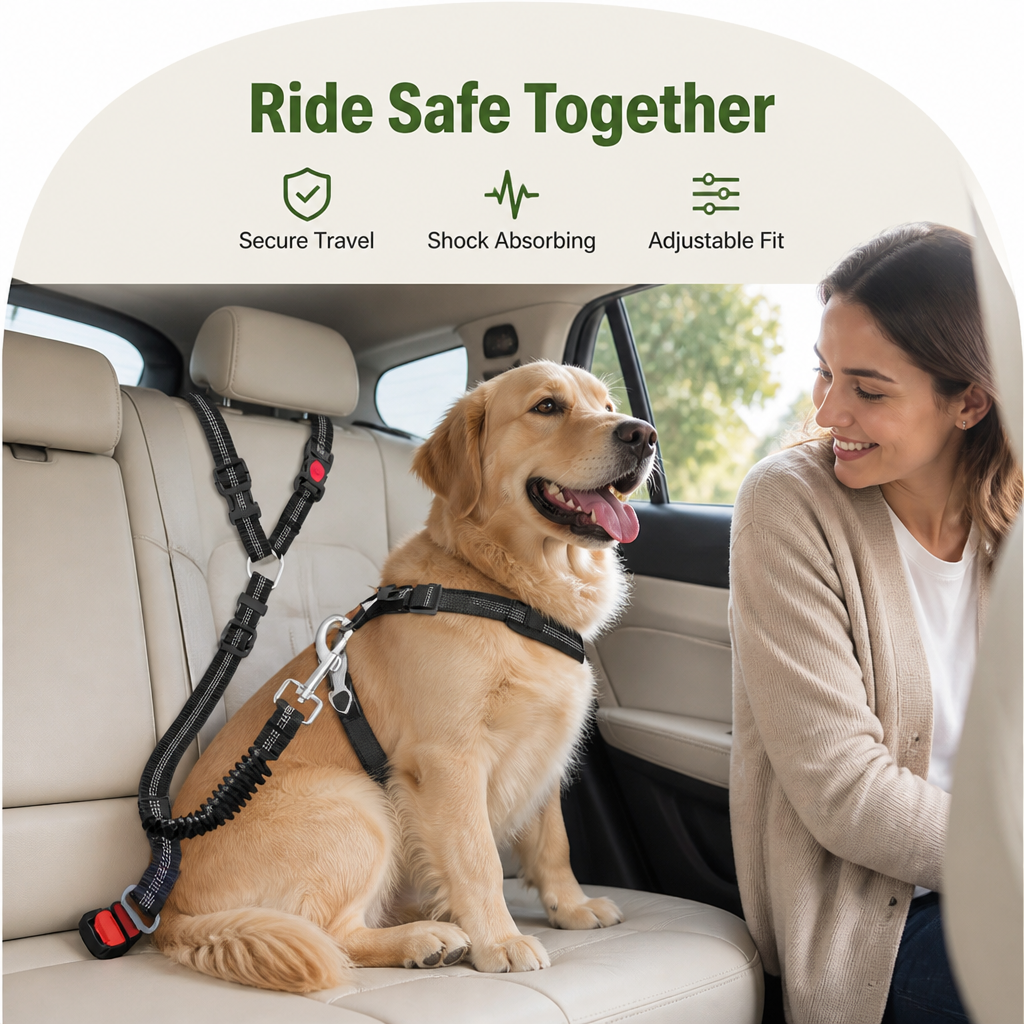 Petmarlow Adjustable Elastic Bungee Dog Seat Belt – view 8