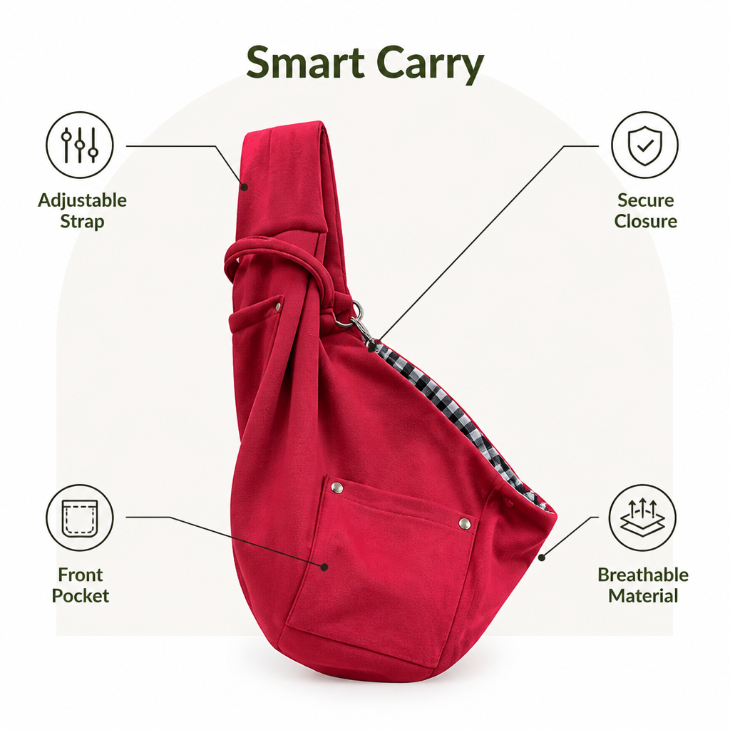 Petmarlow Adjustable Hands-Free Pet Sling Carrier (Storage Pocket) – view 7
