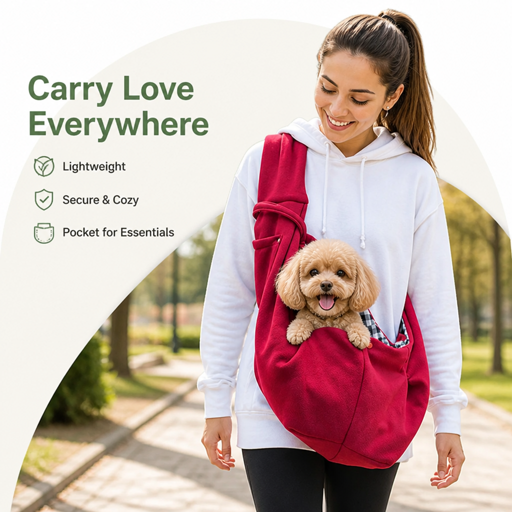 Petmarlow Adjustable Hands-Free Pet Sling Carrier (Storage Pocket) – view 10