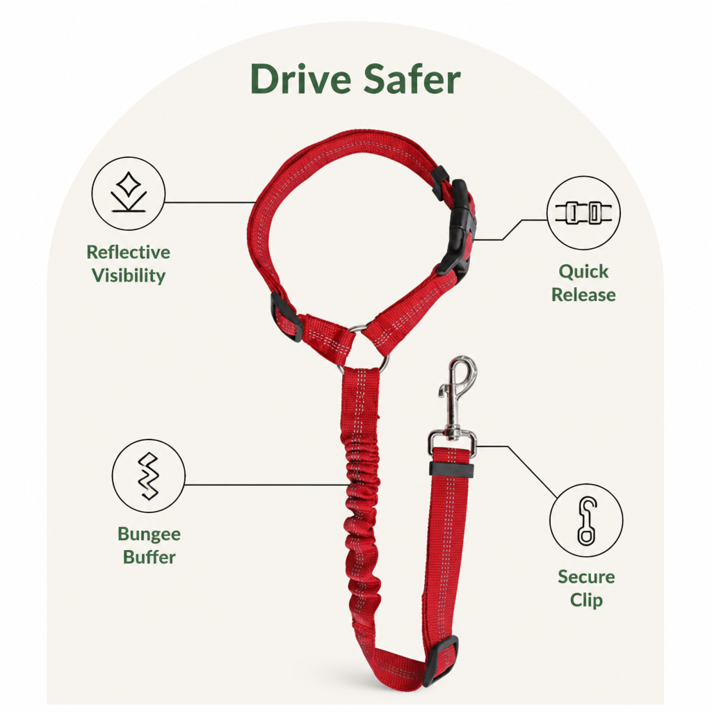 DogBedHouse Adjustable Reflective Quick-Release Car Safety Belt – view 17