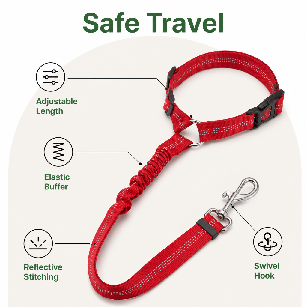 DogBedHouse Adjustable Reflective Quick-Release Car Seat Belt – view 17