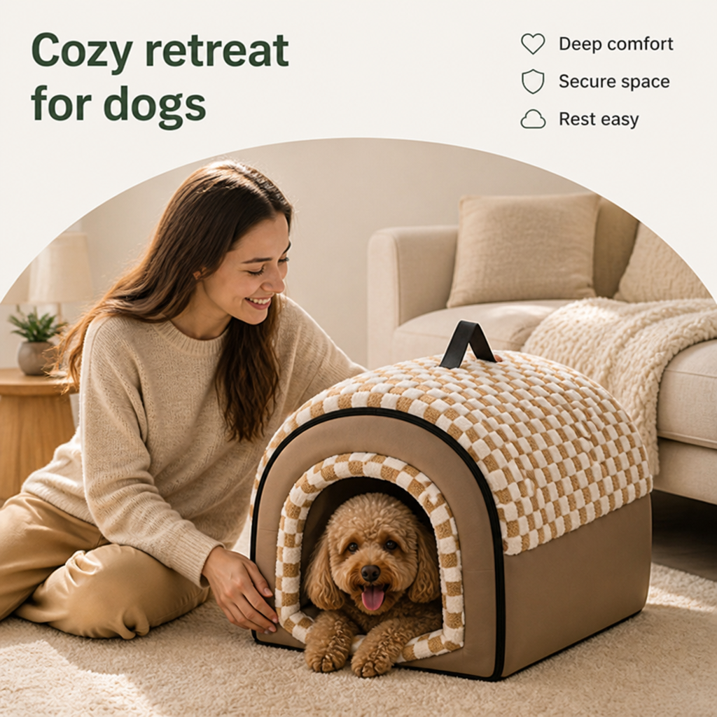 DogBedHouse All-Season Plush Enclosed Cat Bed (Removable & Washable Cover) – view 7