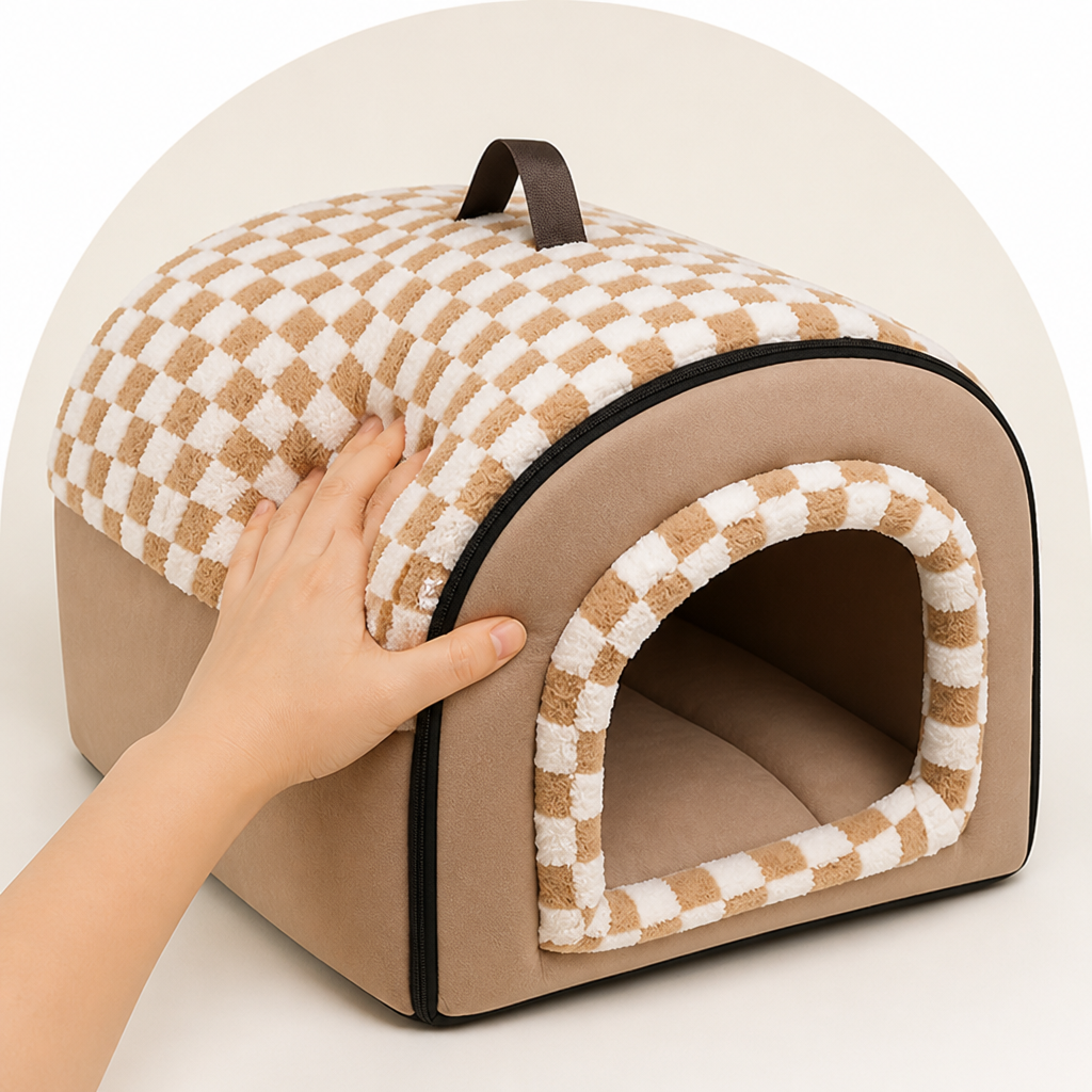 DogBedHouse All-Season Plush Enclosed Cat Bed (Removable & Washable Cover) – view 8