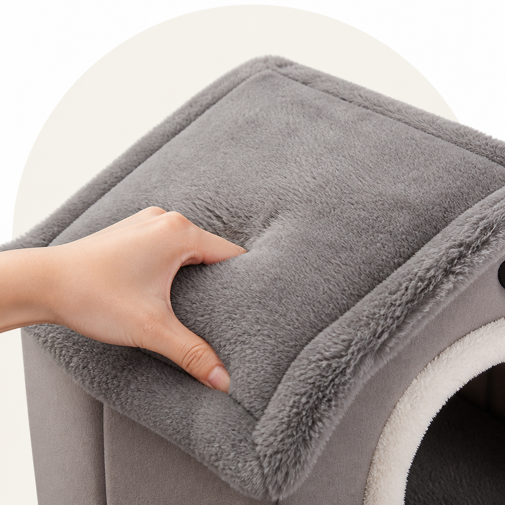 Petmarlow All-Season Plush Teddy Dog House Bed (Removable Washable Cover) – view 8