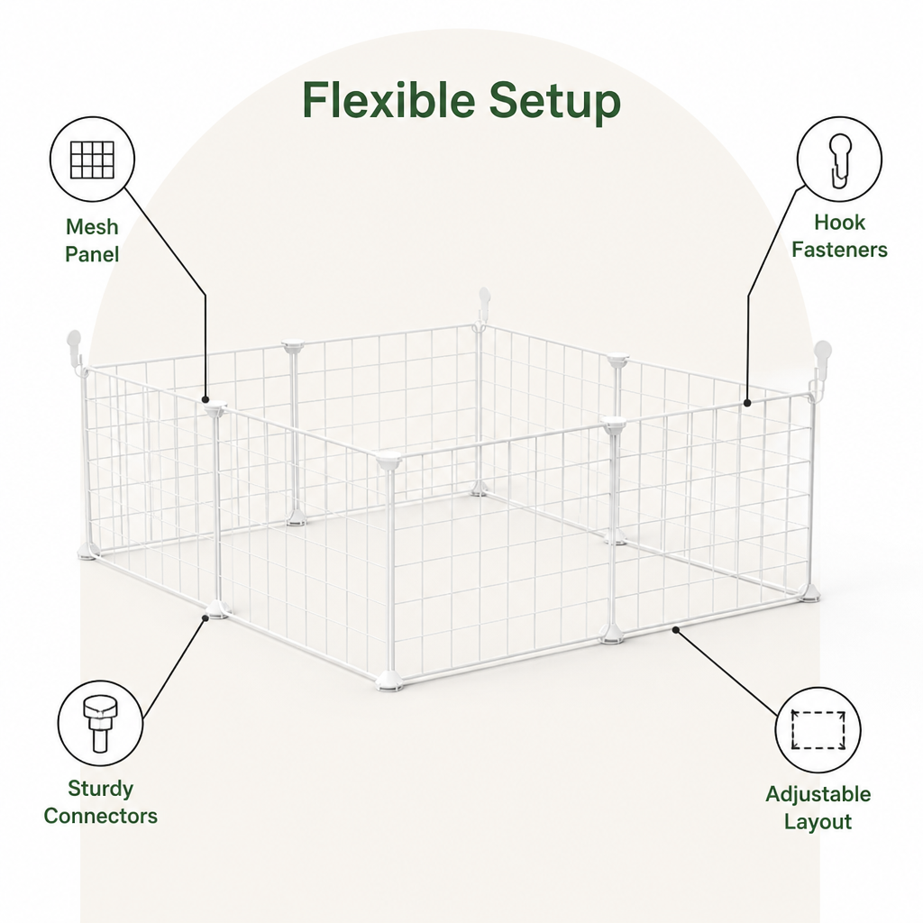 Petmarlow Anti-Escape Mesh & Adjustable Steel Frame Puppy Fence – view 14