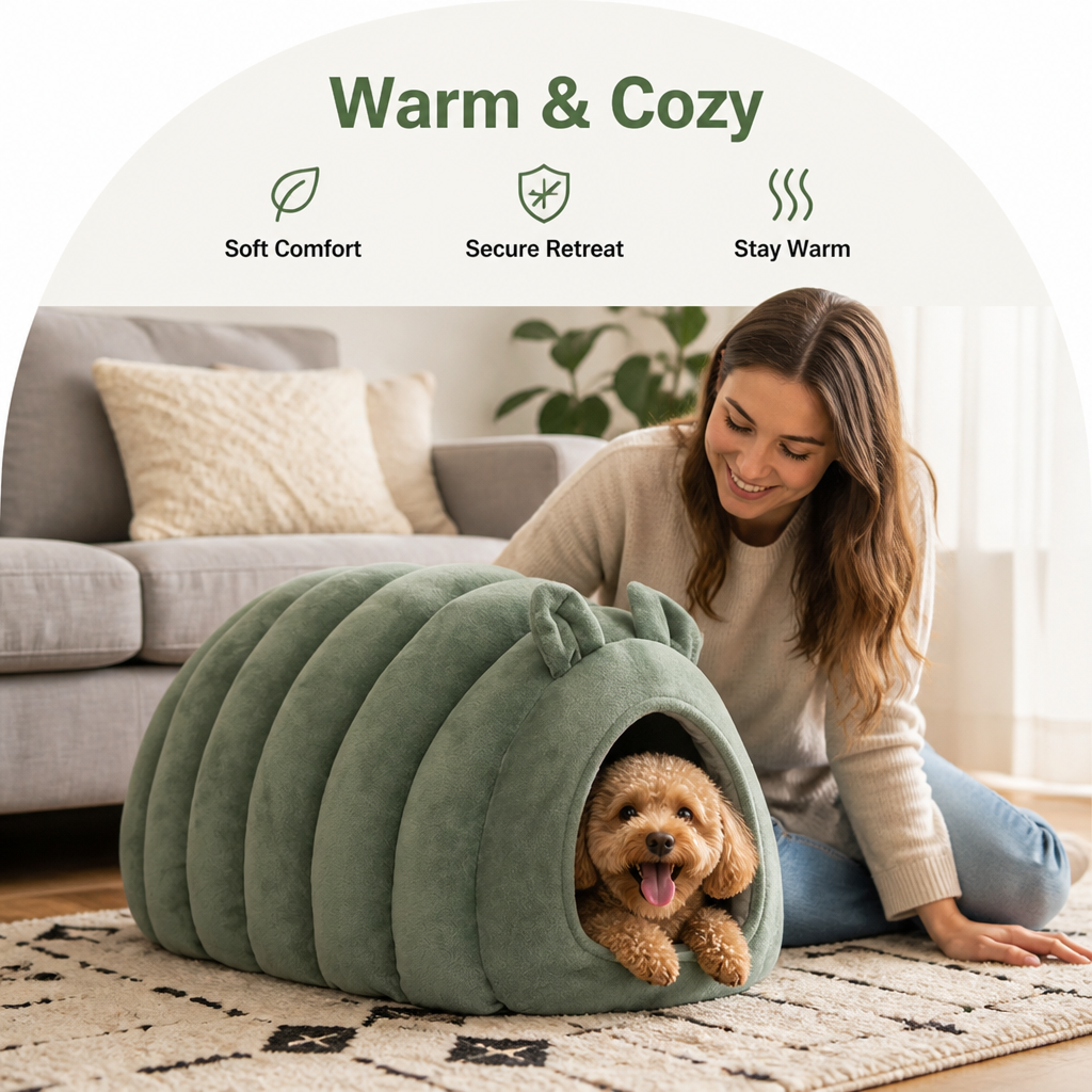 Petmarlow Arctic Cashmere Half-Enclosed Cat Bed (Removable Cushion) – view 8