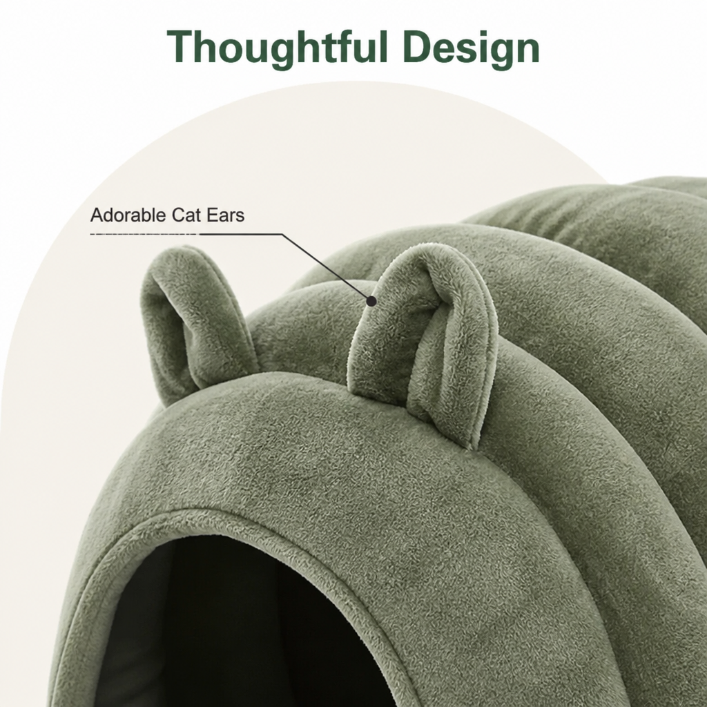 Petmarlow Arctic Cashmere Half-Enclosed Cat Bed (Removable Washable Cushion) – view 7