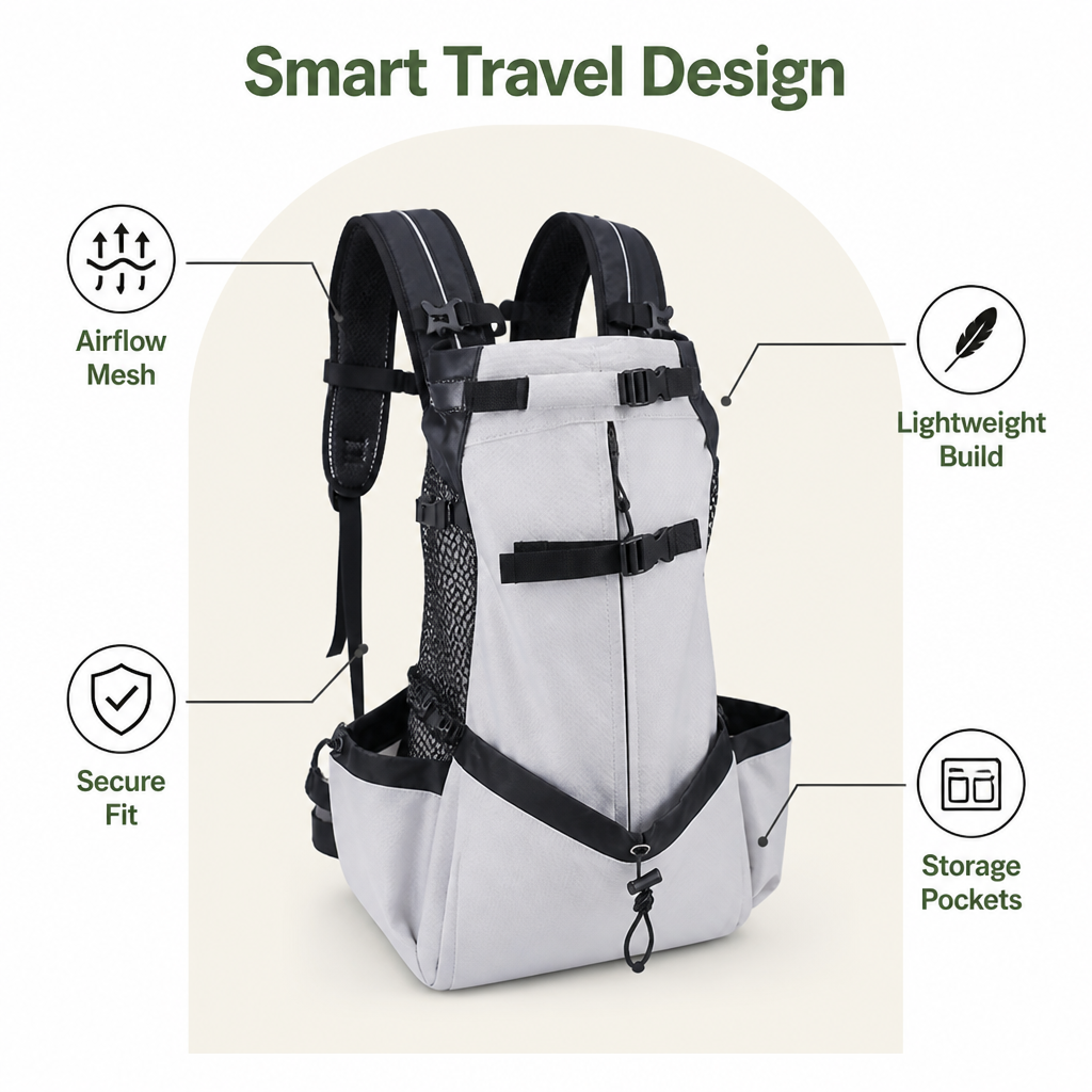 Petmarlow Breathable Mesh & Lightweight Dog Backpack Carrier – view 8