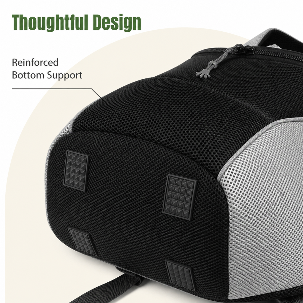 Petmarlow Breathable Mesh & Padded Pet Backpack Carrier (Front/Back Convertible) – view 9