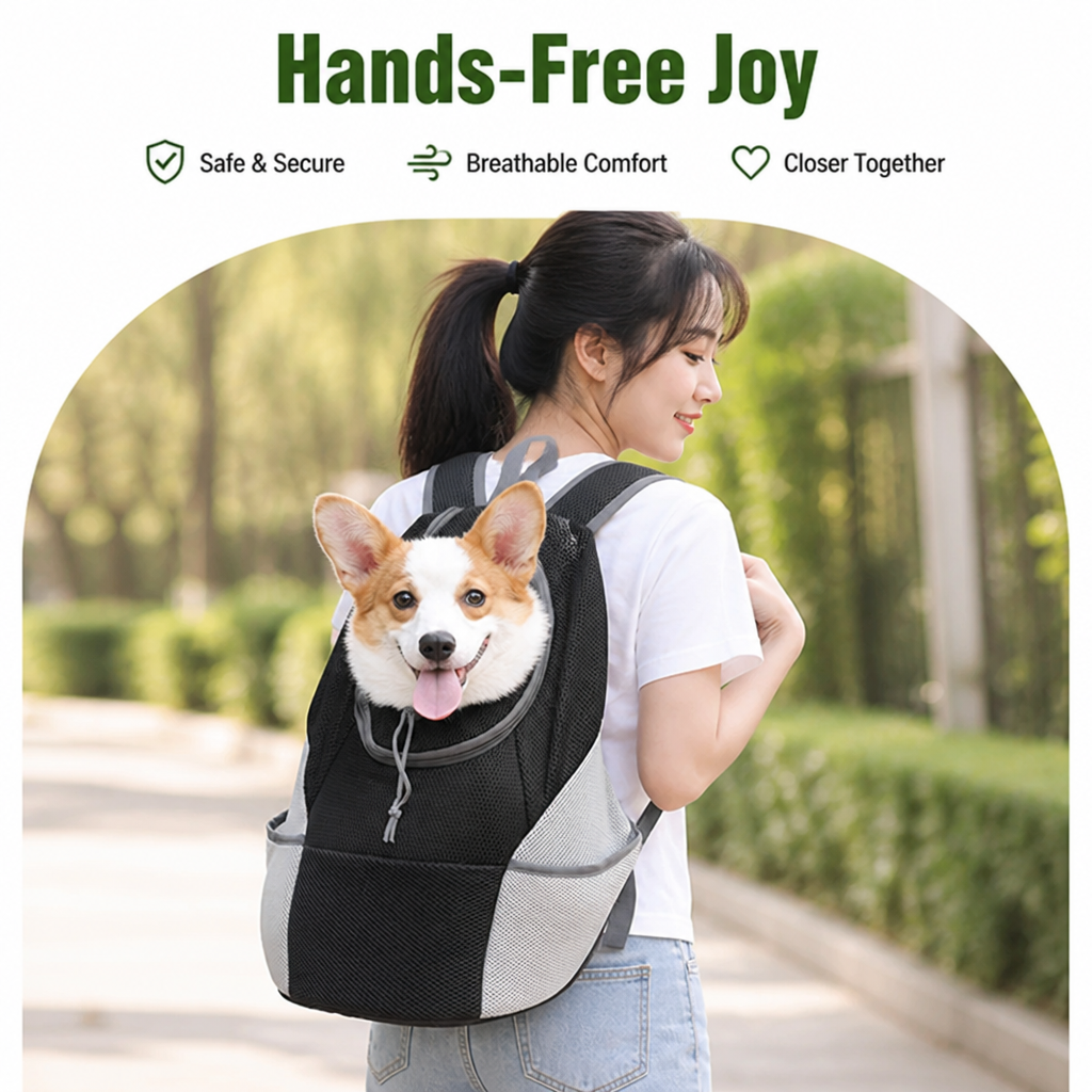 Petmarlow Breathable Mesh & Padded Pet Backpack Carrier (Front/Back Convertible) – view 10