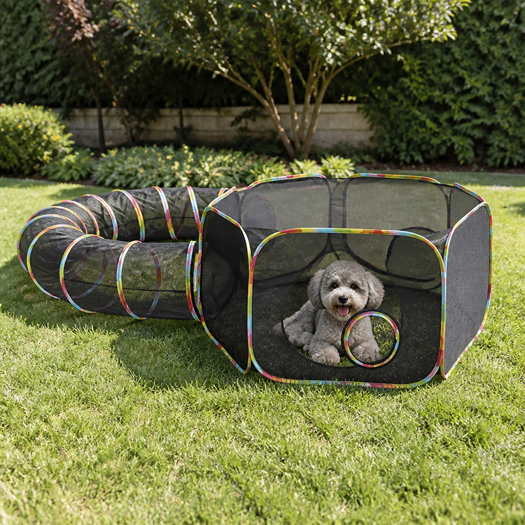 Petmarlow Breathable Mesh & Waterproof Cat Playpen (Pop-Up Tent & Tunnel) – view 7