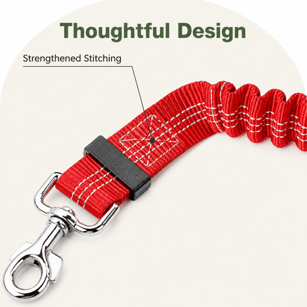 Petmarlow Bungee Shock-Absorbing & Reflective Car Seat Leash (For Small-Medium Dogs) – view 11