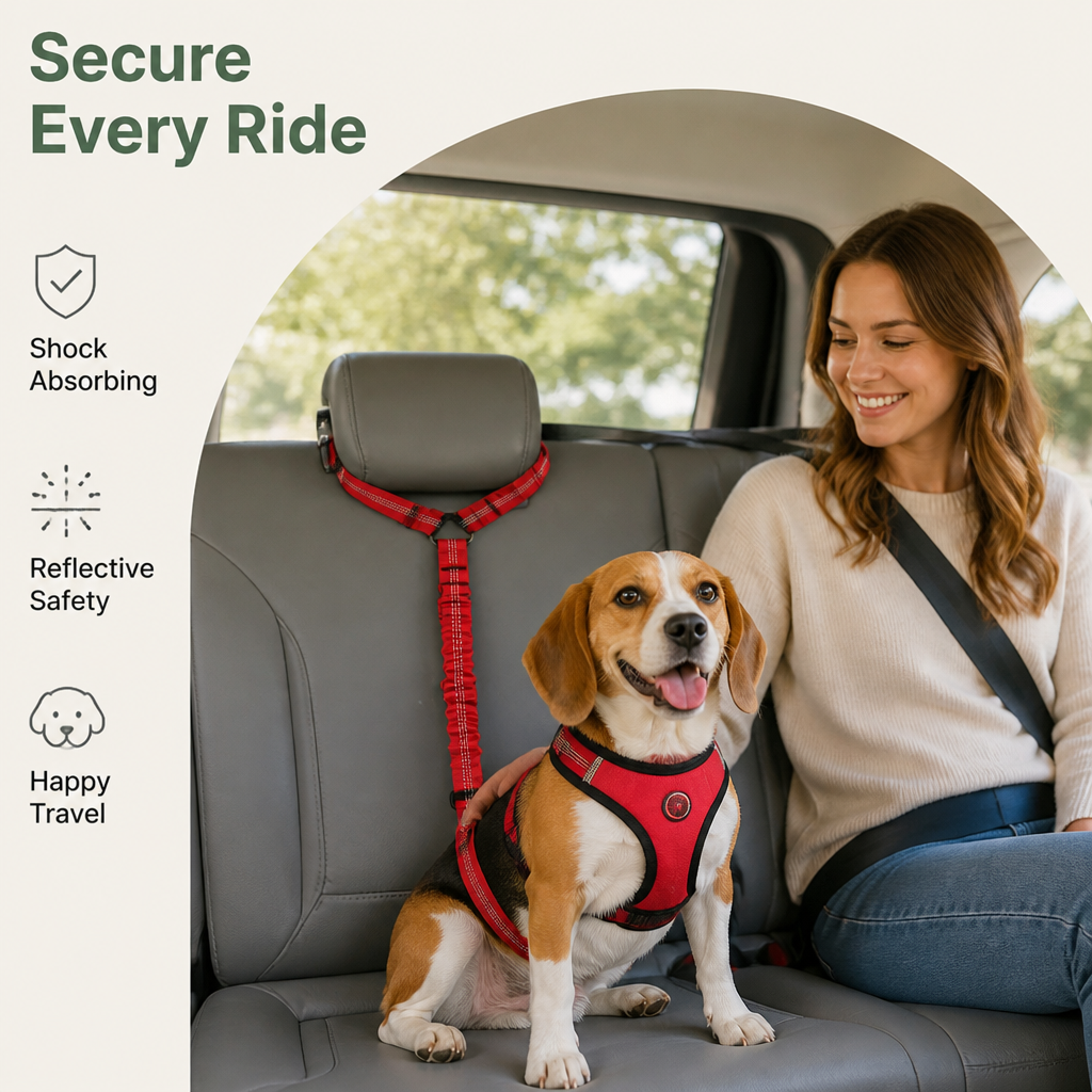 Petmarlow Bungee Shock-Absorbing & Reflective Car Seat Leash (For Small-Medium Dogs) – view 12