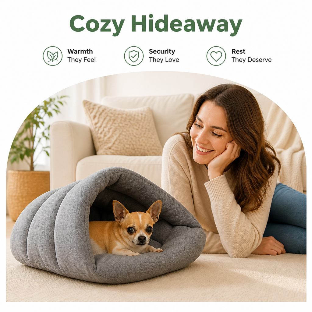 Petmarlow Calming Plush Fleece Pet Cave Bed – view 11