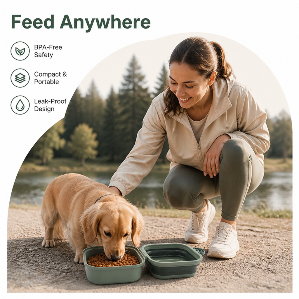 Petmarlow Collapsible Leak-Proof Divided Travel Bowl – view 8
