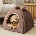 DogBedHouse Coral Velvet Lining Pet Bed (Removable Washable Mat) – 1 / S - 13.8 × 13.8 × 11.8 in