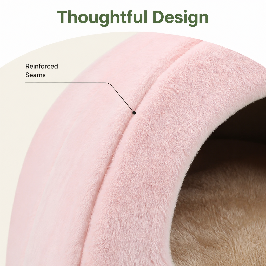 DogBedHouse Coral Velvet Lining Pet Bed (Removable Washable Mat) – view 10