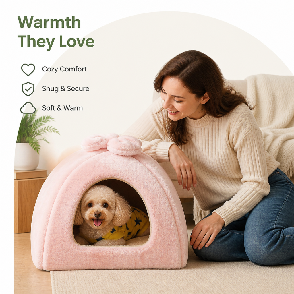 DogBedHouse Coral Velvet Lining Pet Bed (Removable Washable Mat) – view 11