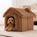 Petmarlow Coral Velvet & PP Cotton Cave Dog Bed (Removable Cushion) – 1 / S - 15.4 × 12.6 × 13.4 in