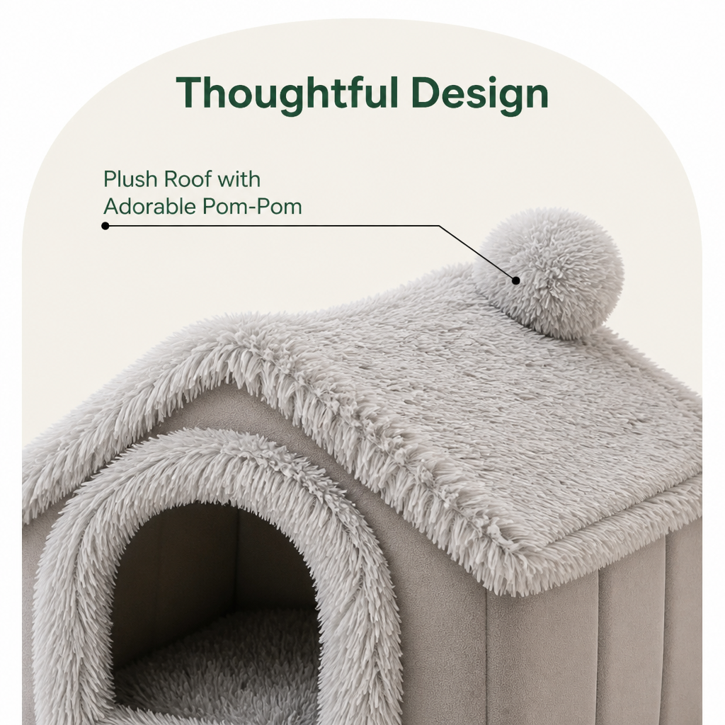 Petmarlow Coral Velvet & PP Cotton Cave Dog Bed (Removable Cushion) – view 10