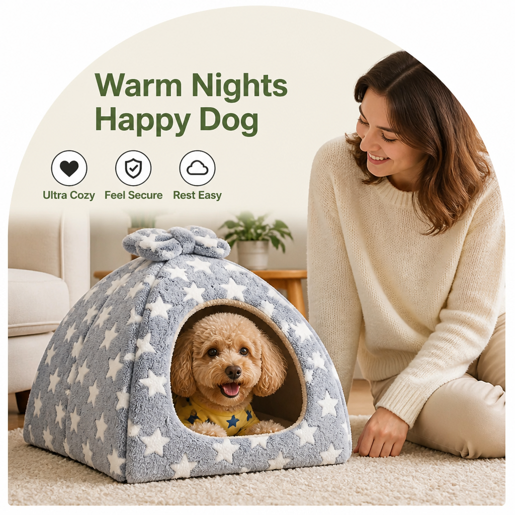DogBedHouse Coral Velvet & PP Cotton Enclosed Pet Bed (Removable & Washable Cover) – view 11