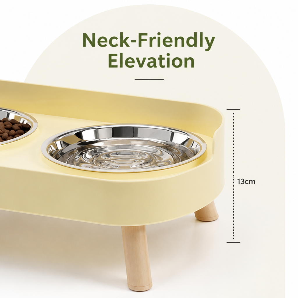 Petmarlow Elevated Neck-Support Pet Feeder (Dual Removable Stainless Bowls) – view 8