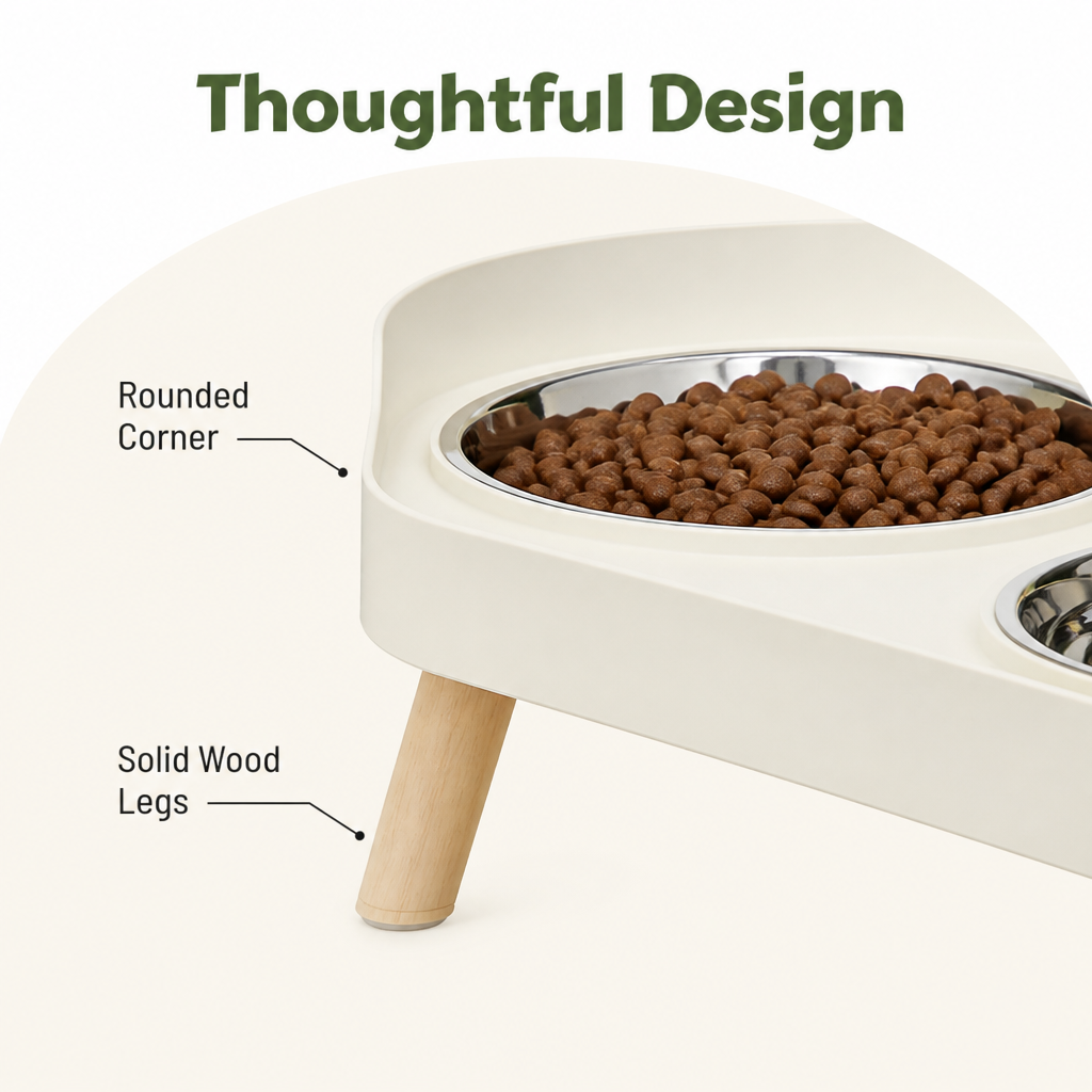 Petmarlow Elevated Neck-Support Pet Feeder (Dual Removable Stainless Bowls) – view 9