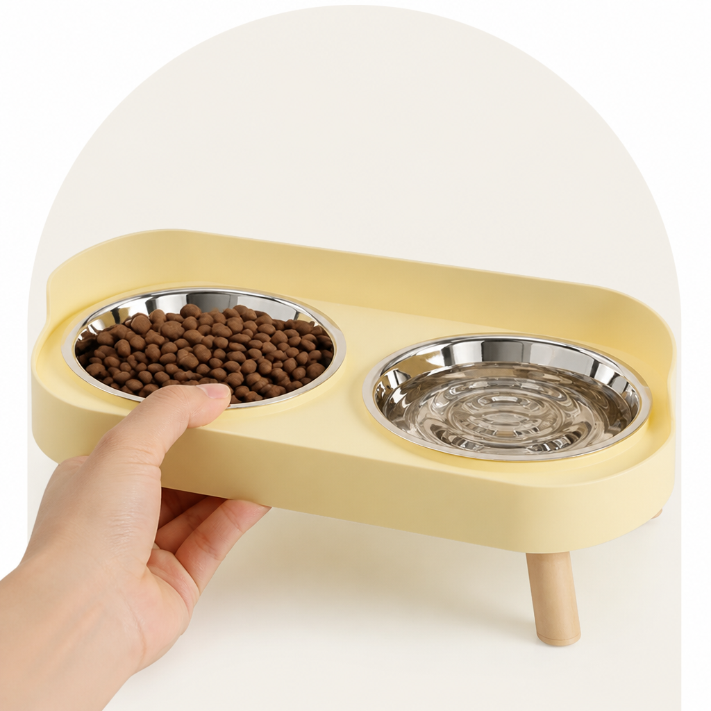 Petmarlow Elevated Neck-Support Pet Feeder (Dual Removable Stainless Bowls) – view 11