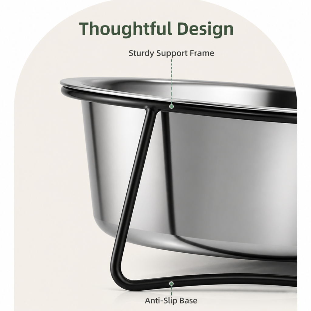 Petmarlow Elevated Stainless Steel Anti-Tip Slow Feeder Bowl – view 7
