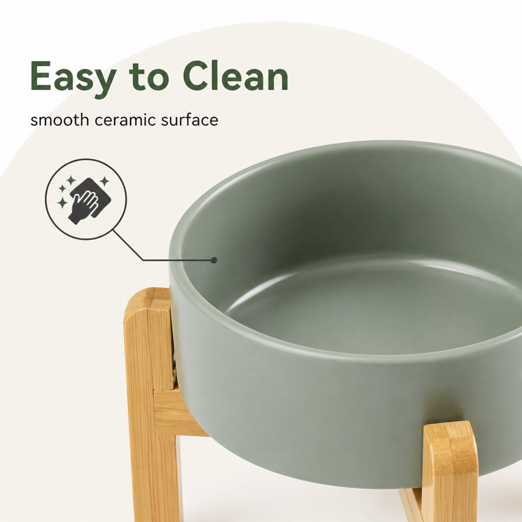 Petmarlow Elevated Wooden Stand & Double Ceramic Dog Bowl – view 15