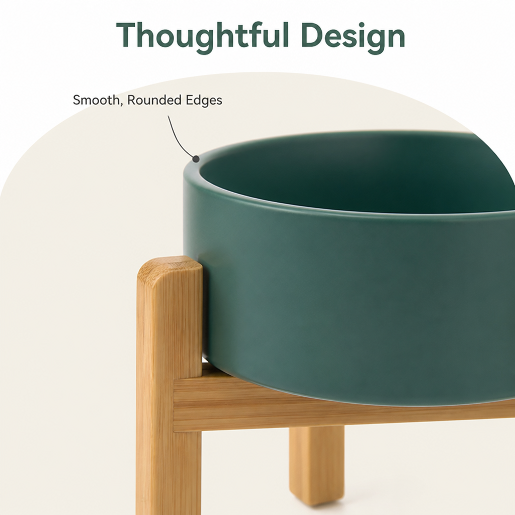 Petmarlow Elevated Wooden Stand & Double Ceramic Dog Bowl – view 16