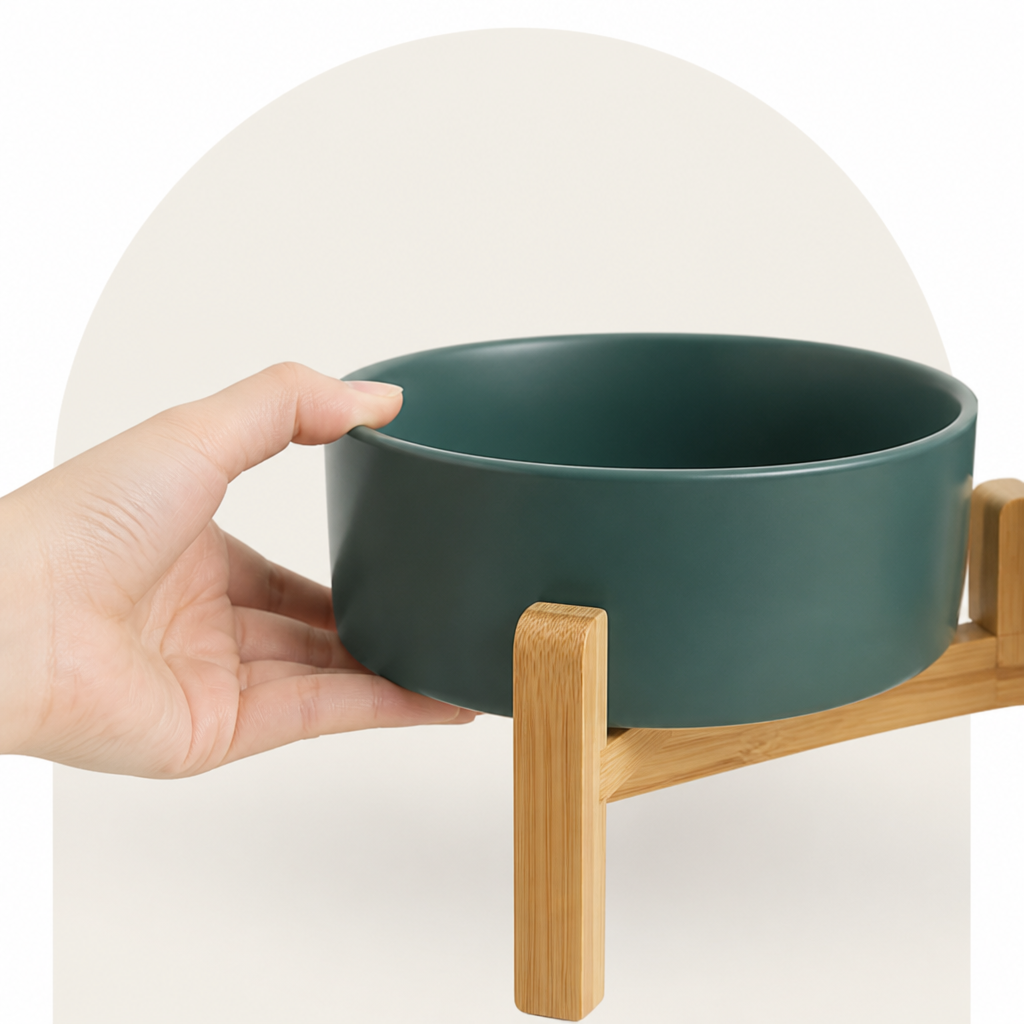 Petmarlow Elevated Wooden Stand & Double Ceramic Dog Bowl – view 18