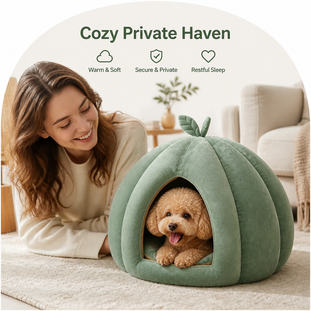 Petmarlow Enclosed Pumpkin & Thick Flannel Pet Bed – view 7
