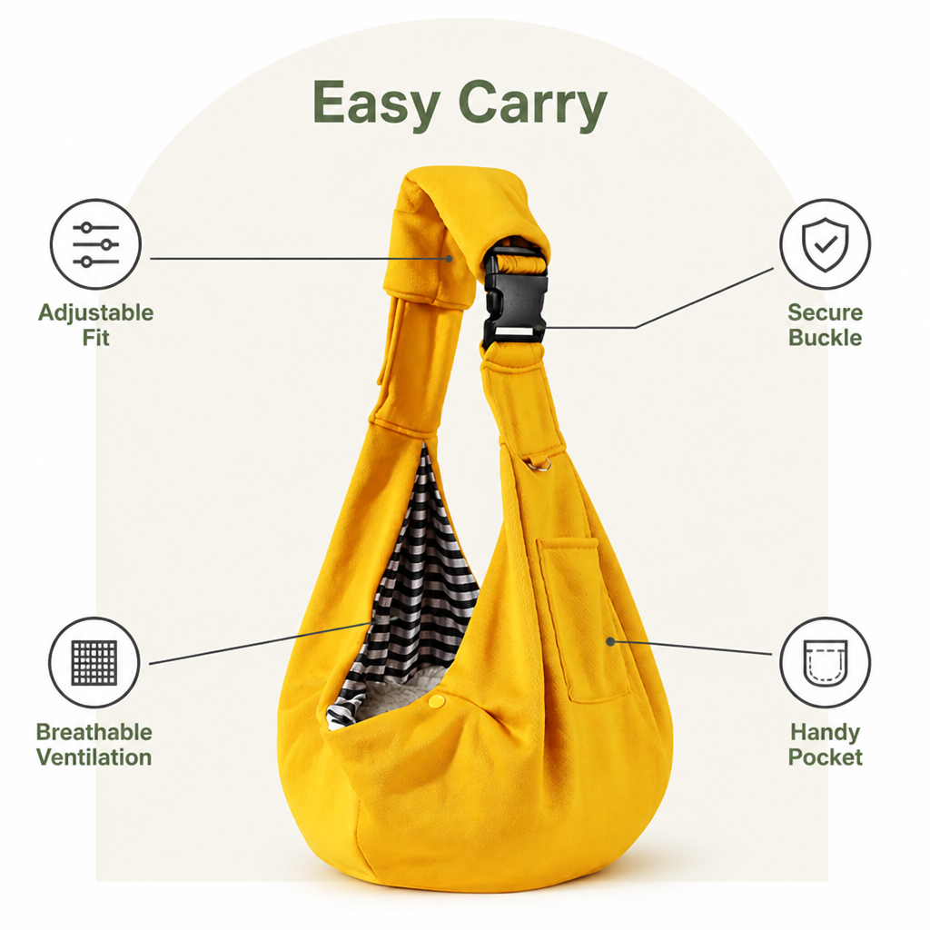 Petmarlow Ergonomic Hands‑Free Crossbody Pet Sling Carrier (Fits Pets Up To 14.3 lb) – view 8