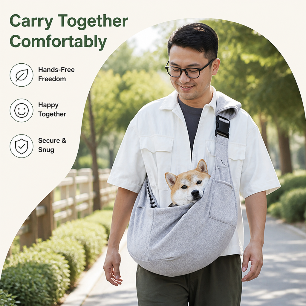 Petmarlow Ergonomic Hands‑Free Crossbody Pet Sling Carrier (Fits Pets Up To 14.3 lb) – view 11