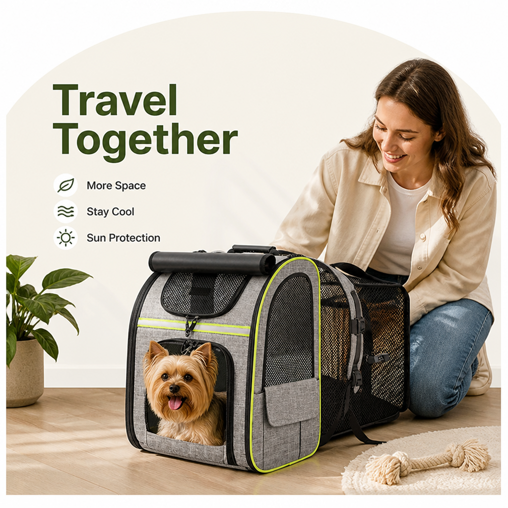 DogBedHouse Expandable Breathable Mesh Cat Carrier Backpack (Integrated Shade Cover) – view 9