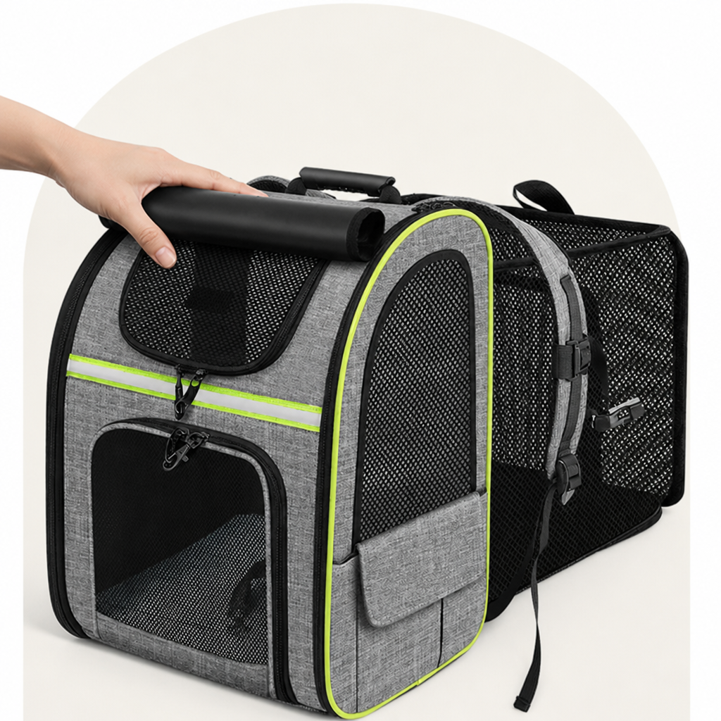 DogBedHouse Expandable Breathable Mesh Cat Carrier Backpack (Integrated Shade Cover) – view 10