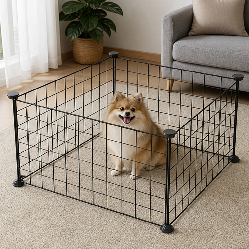 Petmarlow Expandable & Modular Wire Mesh Dog Playpen – SL061-black6pcs