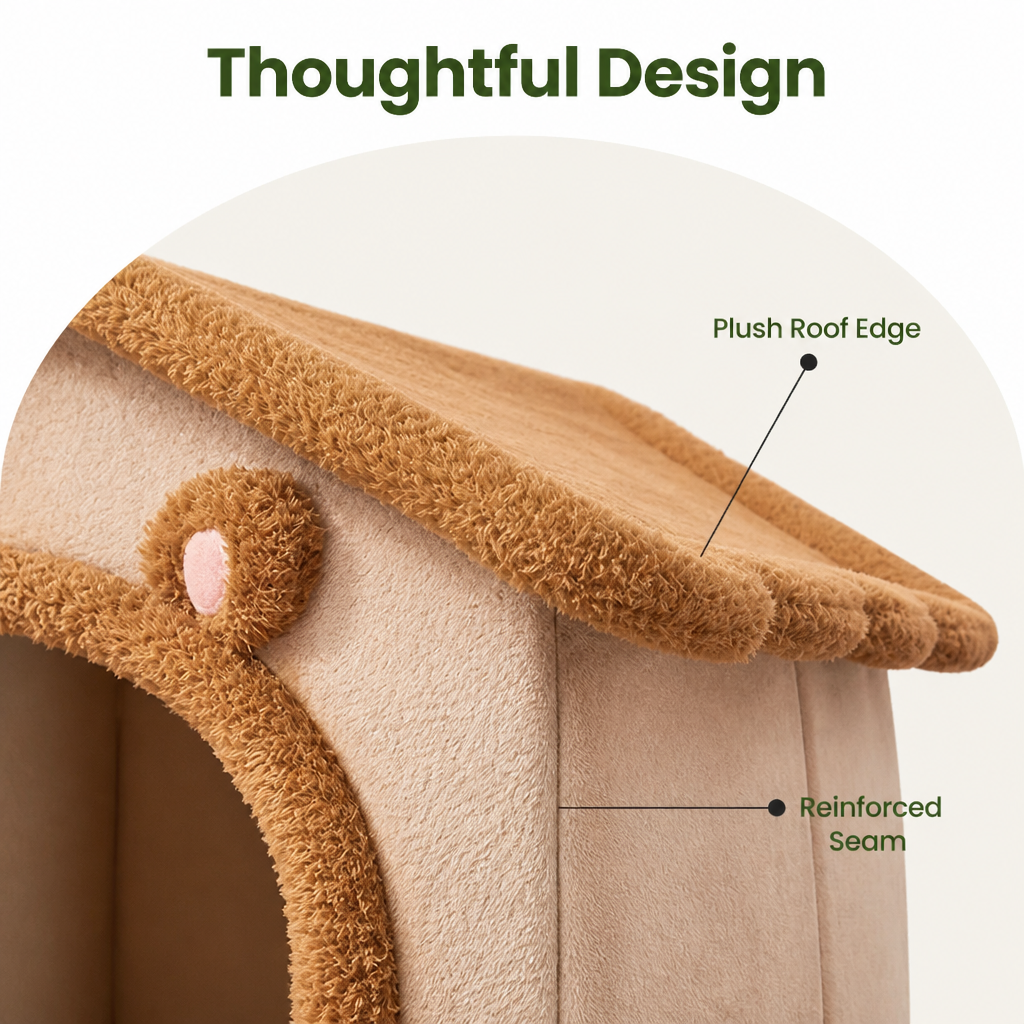 Petmarlow Foldable Fleece-Lined Rebound Foam Pet House – view 9