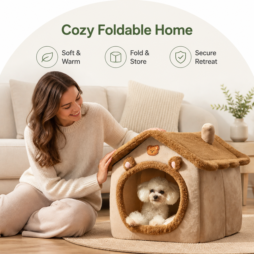 Petmarlow Foldable Fleece-Lined Rebound Foam Pet House – view 10